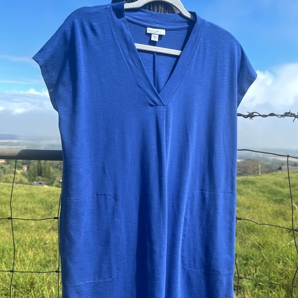 J Jill Blue Short Sleeve Coastal Tunic Dress Knee length XS - Picture 3 of 9